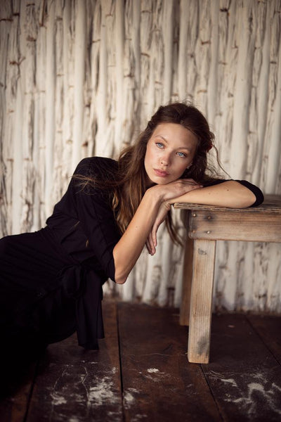 Draped Belted Dress-Jersey