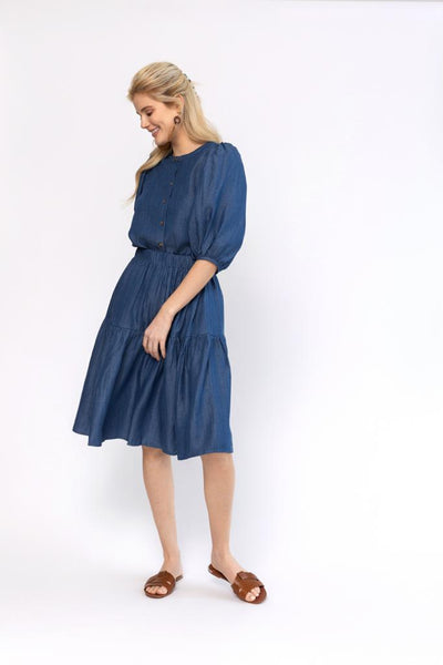 Bubble Sleeve Top - Denim