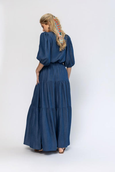 Bubble Sleeve Top - Denim