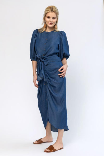 Bubble Sleeve Top - Denim