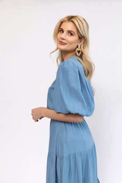 Bubble Sleeve Top - Denim
