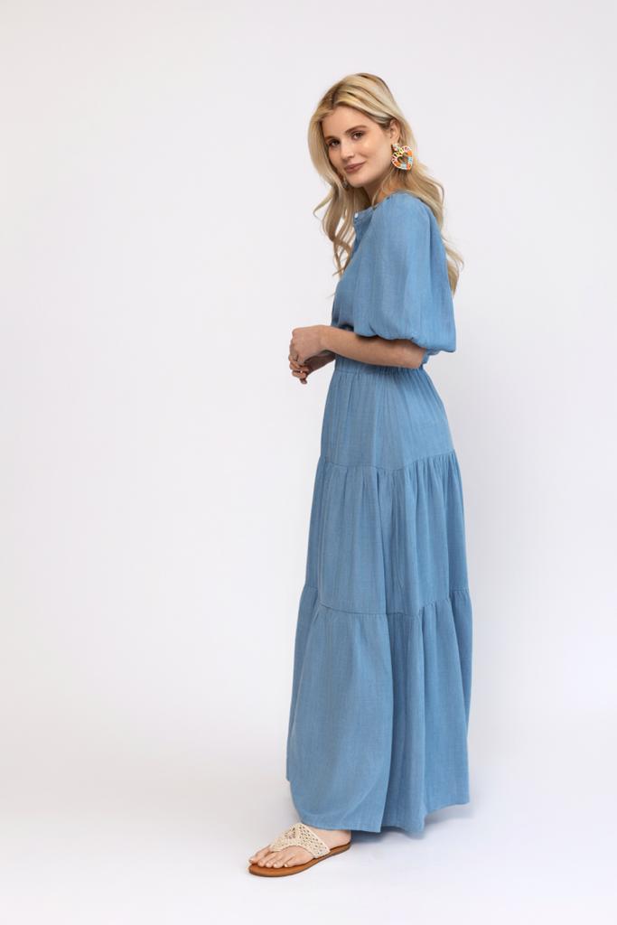 Tiered Maxi Skirt - Denim Third By Cee Tiered Maxi Skirt - Denim Third By Cee