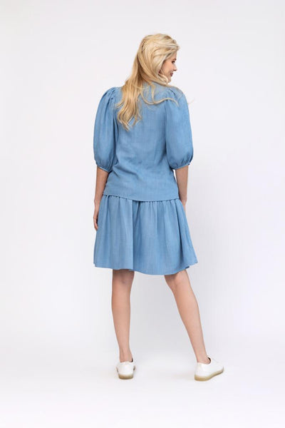 Bubble Sleeve Top - Denim