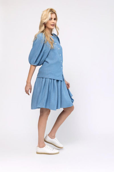 Bubble Sleeve Top - Denim