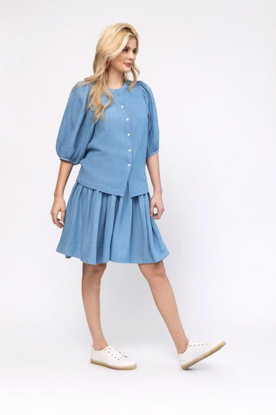 Bubble Sleeve Top - Denim