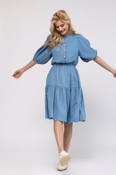 Bubble Sleeve Top - Denim