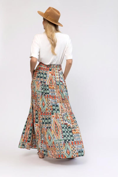 Tiered maxi Skirt - Aztec Print