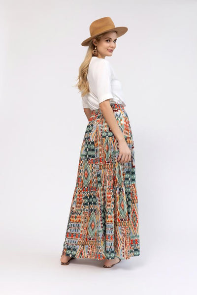 Tiered maxi Skirt - Aztec Print