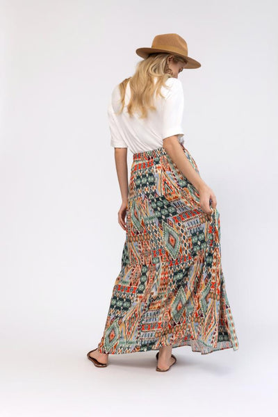 Tiered maxi Skirt - Aztec Print
