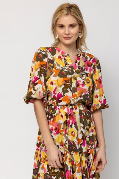 Bubble Sleeve Shirt - Floral Print