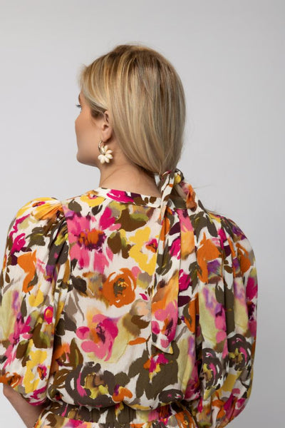 Bubble Sleeve Shirt - Floral Print