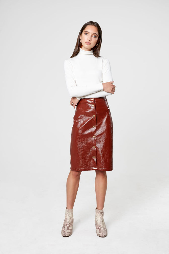 Thin ribbed turtleneck top